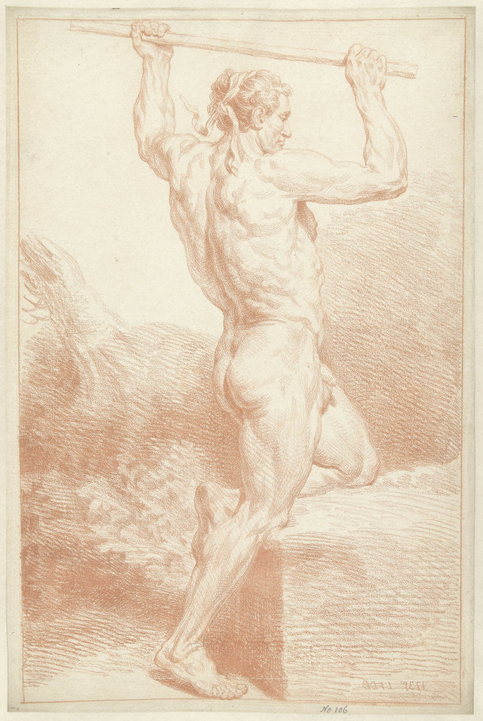 Detail of Study of a male nude by Louis Fabritius Dubourg