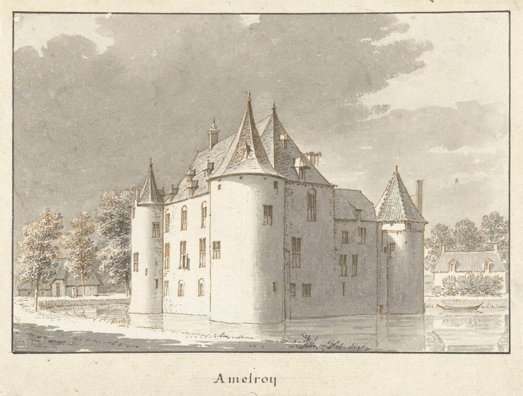 Detail of The castle Amelroy or Ammerzoden by Cornelis Pronk
