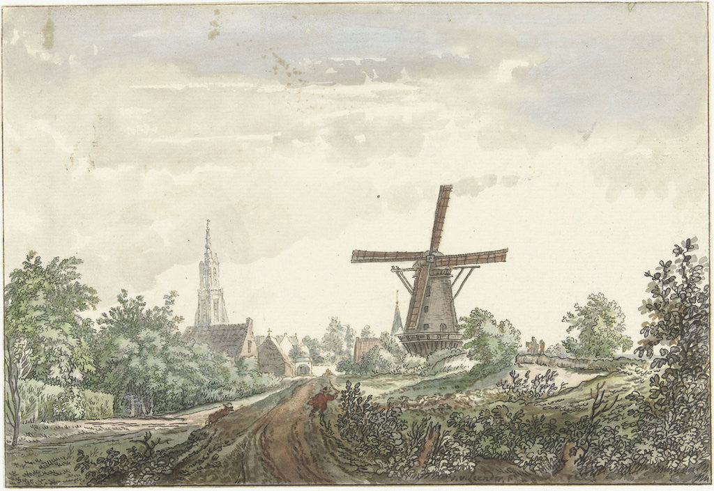 Detail of View of Leusdense road to Amersfoort The Netherlands by Jacob van Liender