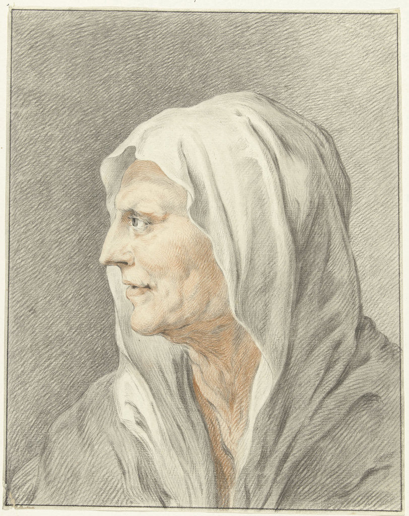 Detail of Head of old woman with headscarf by Jean Bernard