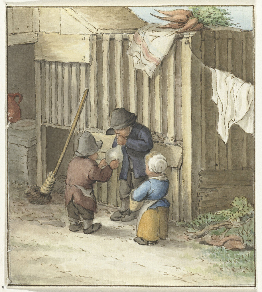 Detail of Three children playing with a pig's bladder by Jean Bernard