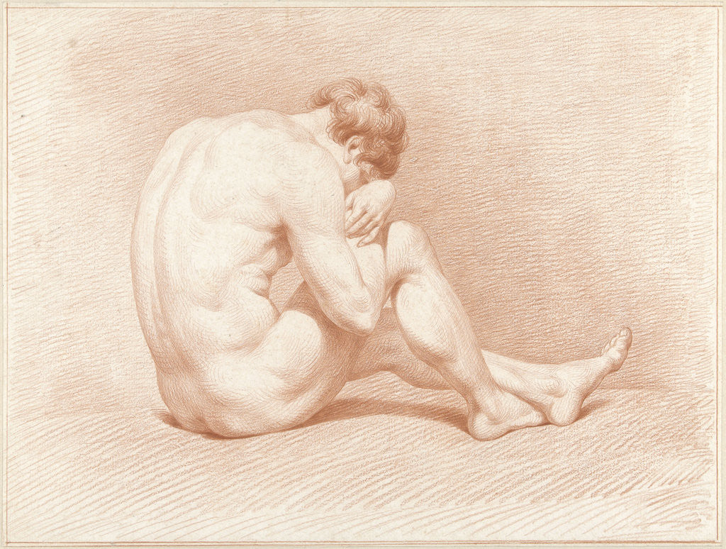 Detail of Seated male nude by Jacob Willemz. de Vos