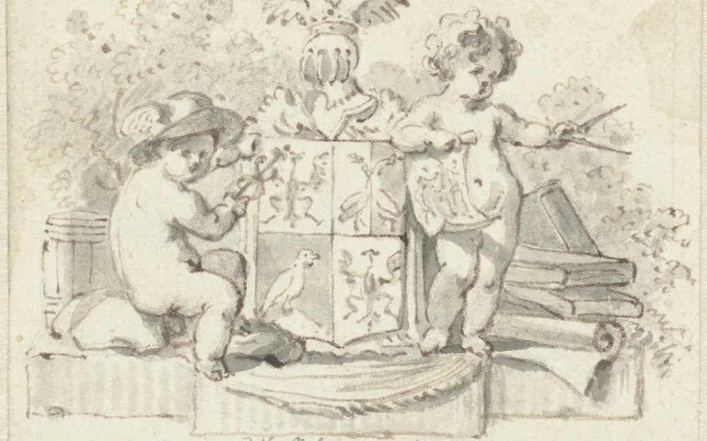 Detail of With compass and Aesculapius by Reinier Vinkeles