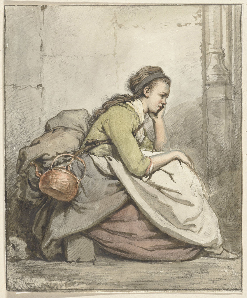 Detail of Seated Woman with a copper kettle by Abraham van Strij I
