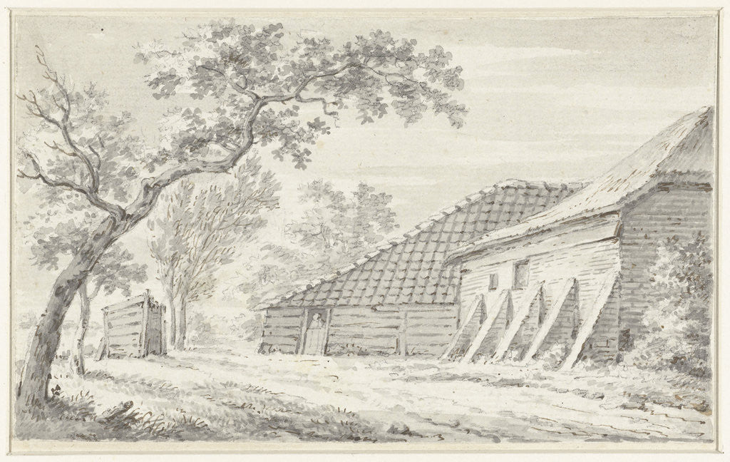 Detail of Farm with barn by Anonymous