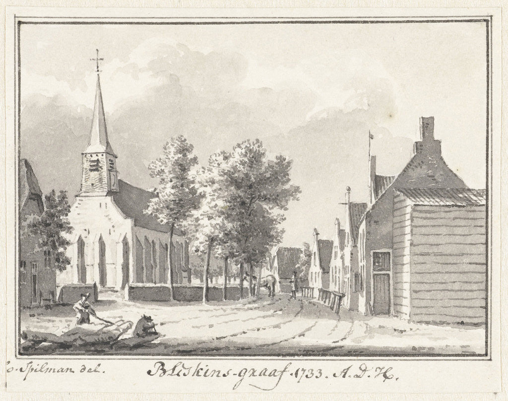 Detail of The village Giessendam The Netherlands by Abraham de Haen II