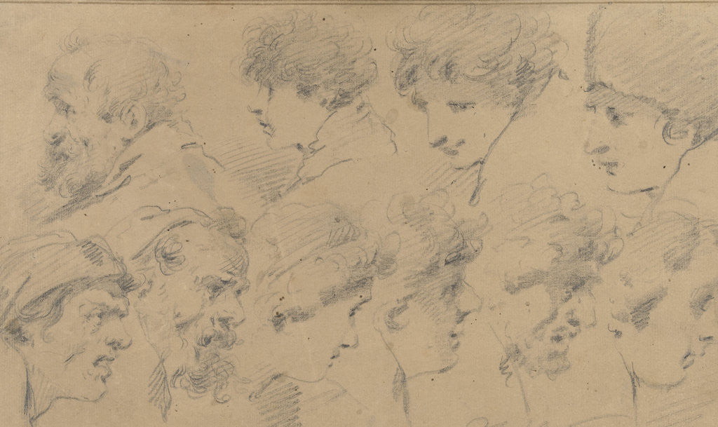 Detail of Study Sheet with ten heads by Isaac Walraven