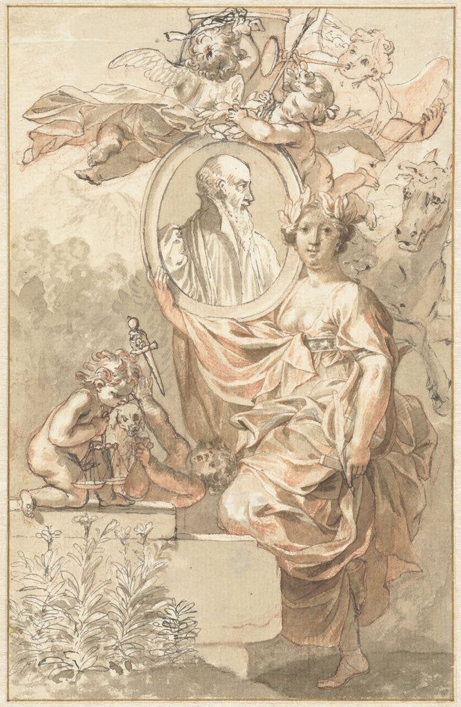 Detail of Design for the title page of Sannisarius' Arcadia by Jan Wandelaar