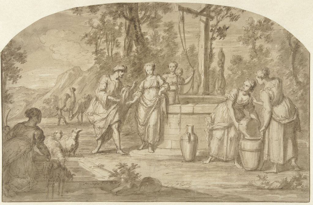 Detail of Eliezer and Rebekah at the Well by Hieronymus Lapis