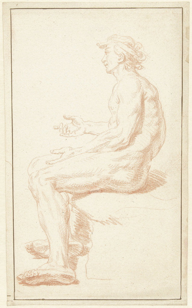 Detail of Study of seated male nude by Louis Fabritius Dubourg