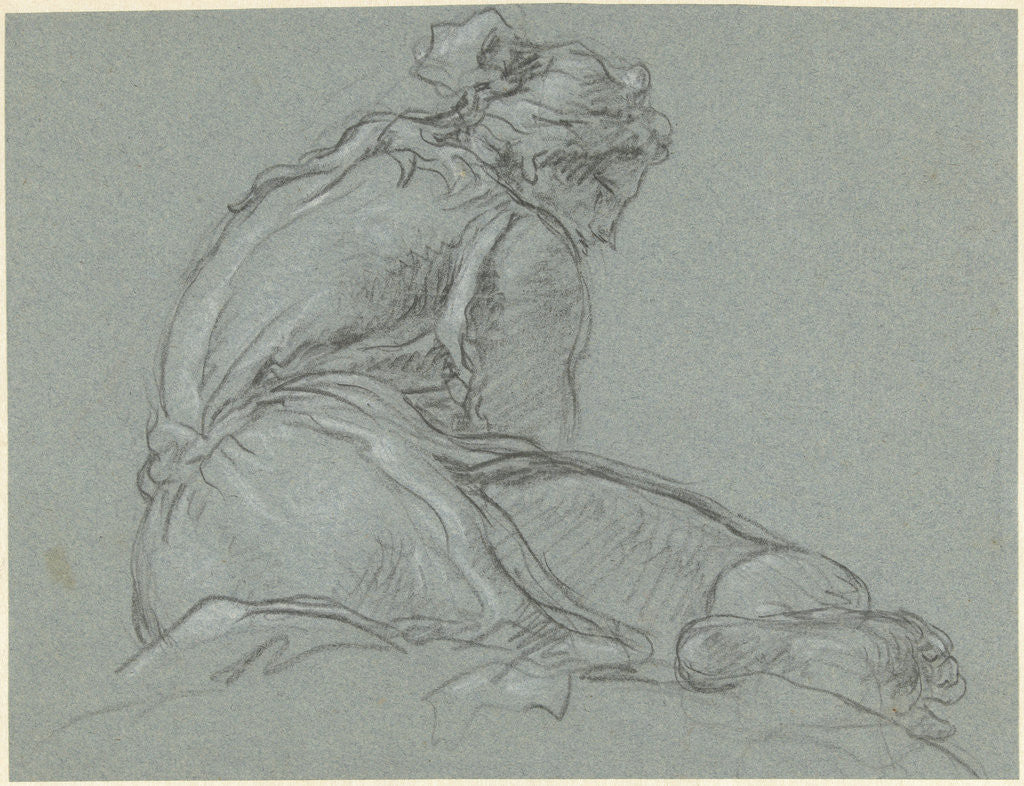 Detail of Seated woman by Giovanni Domenico Tiepolo