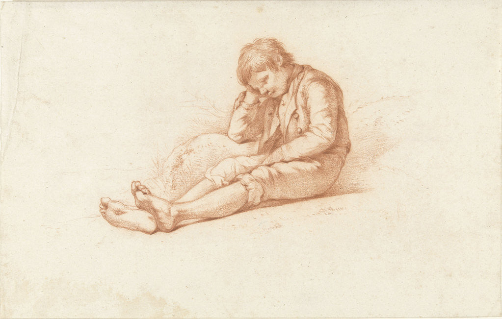 Detail of Sitting boy with arms under head by Abraham Johannes Ruytenschildt