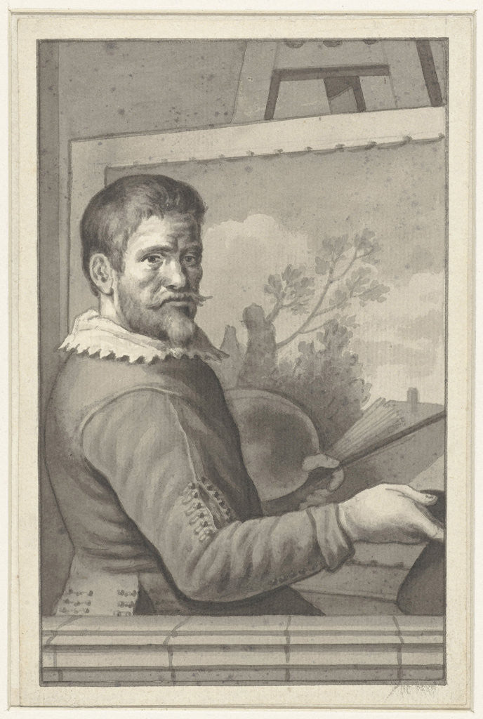 Detail of Portrait of painter at his easel by Anonymous