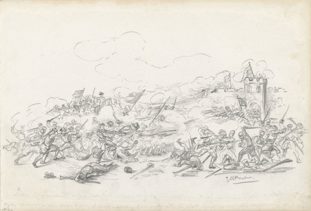 Detail of Storming a defended city by George Hendrik Breitner