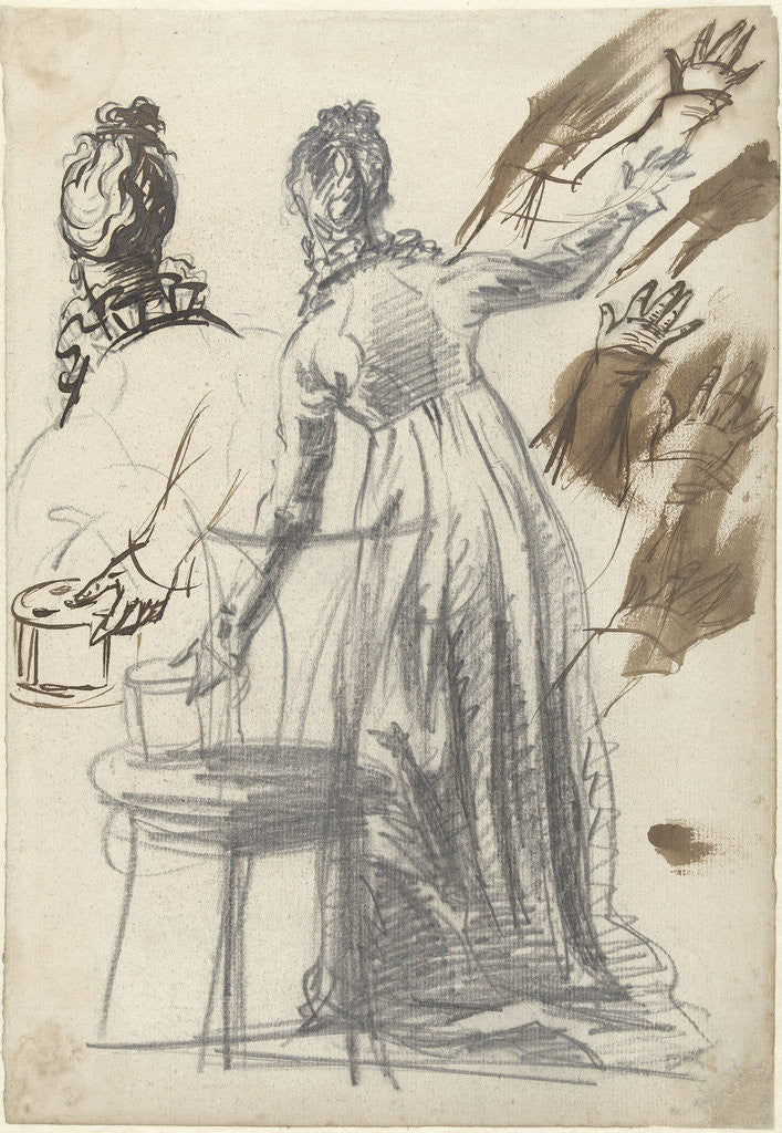 Detail of Studies of a standing woman by Simon Andreas Krausz