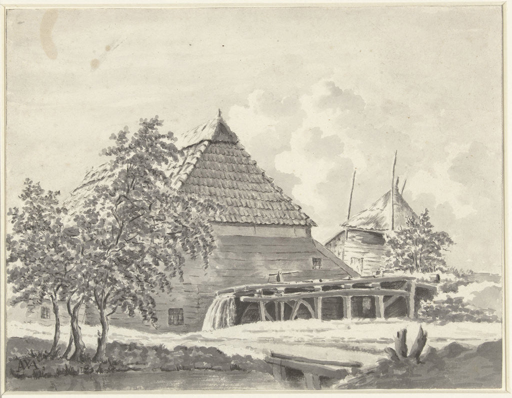 Detail of Watermill by Monogrammist AWA