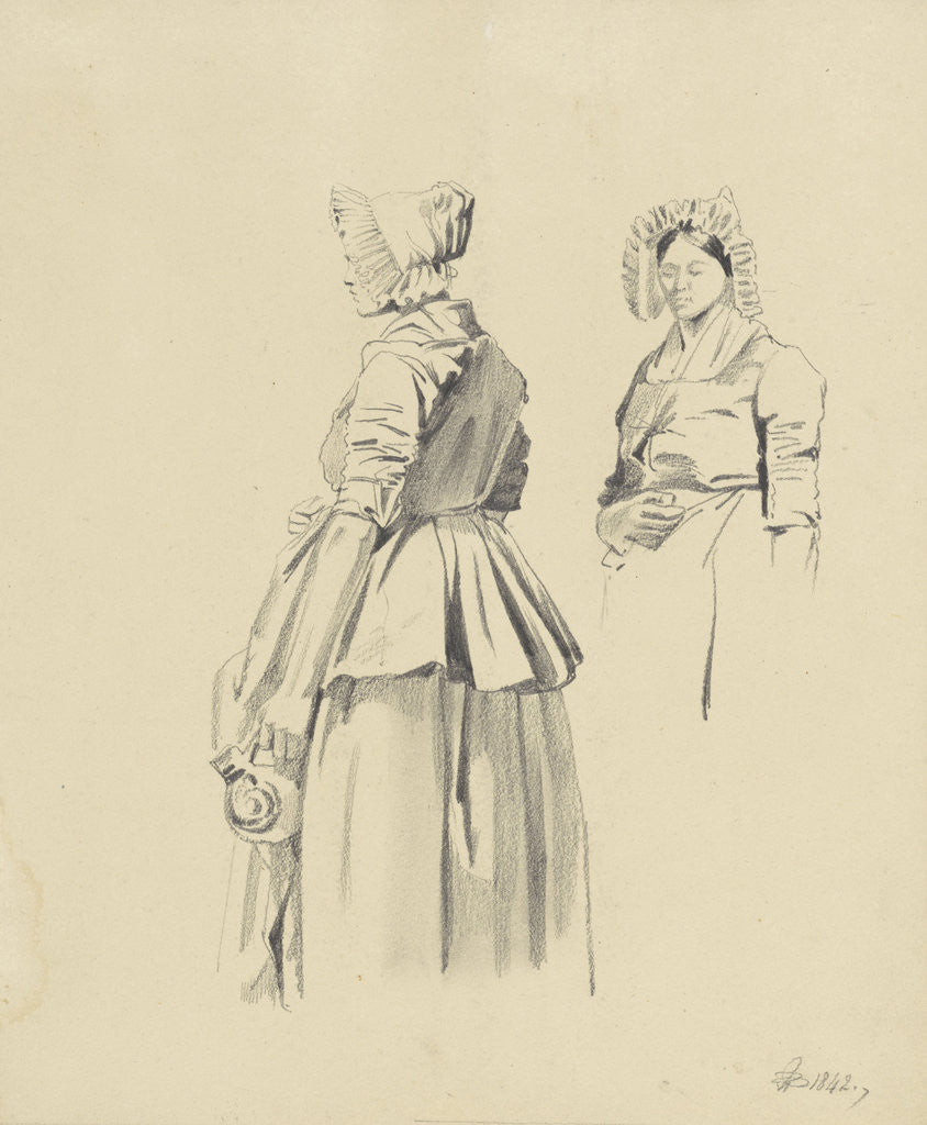 Detail of Two studies of a standing woman with jug by Pieter van Loon