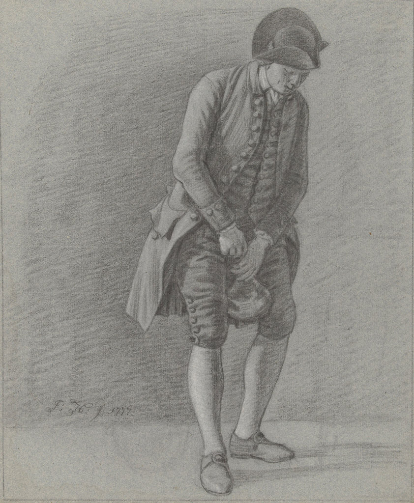 Detail of Young man pulls the cork from a bottle by Jordanus Hoorn
