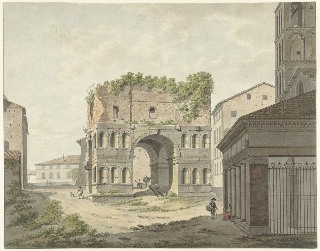 Detail of The Arch of Janus quadri fons and part of S. Giorgio in Velabro Rome Italy by Daniël Dupré