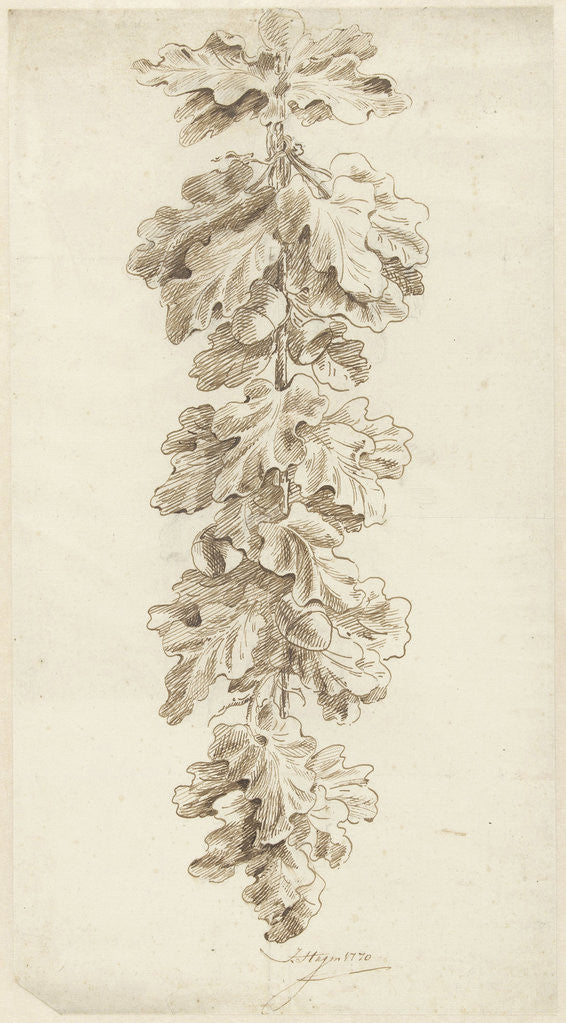 Detail of Festoon of oak leaves by Jacob Hagen II