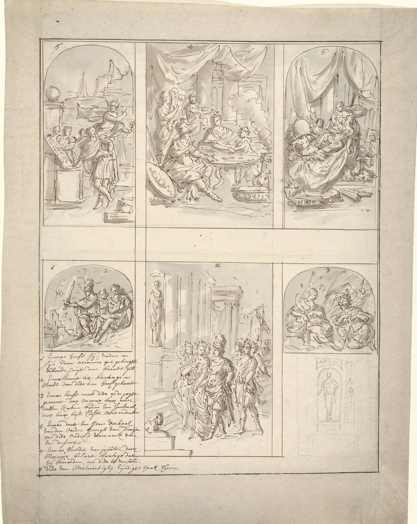 Detail of Design for a room painted with scenes from the life of Aeneas by Elias van Nijmegen