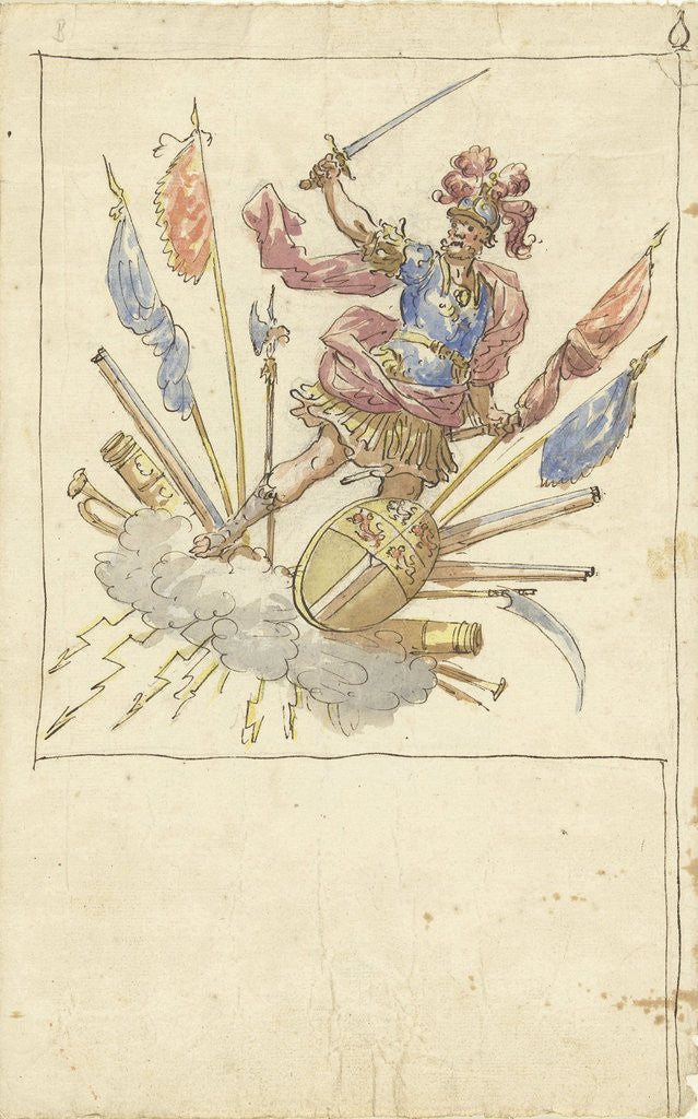 Detail of Design for a banner with Mars by Elias van Nijmegen