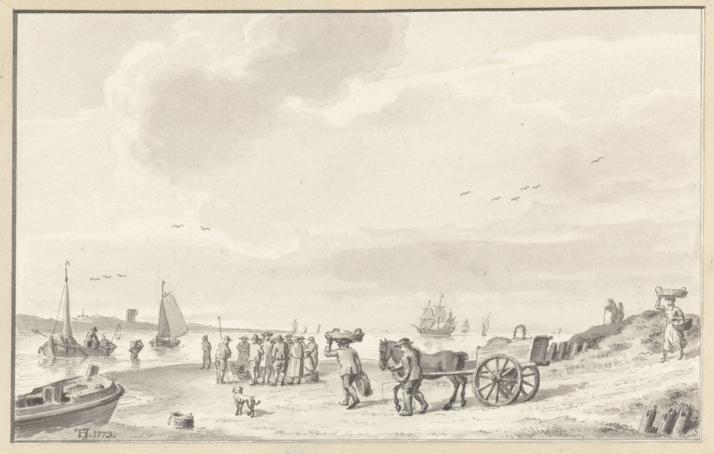 Detail of River Mouth with fish market on the beach by Tako Hajo Jelgersma