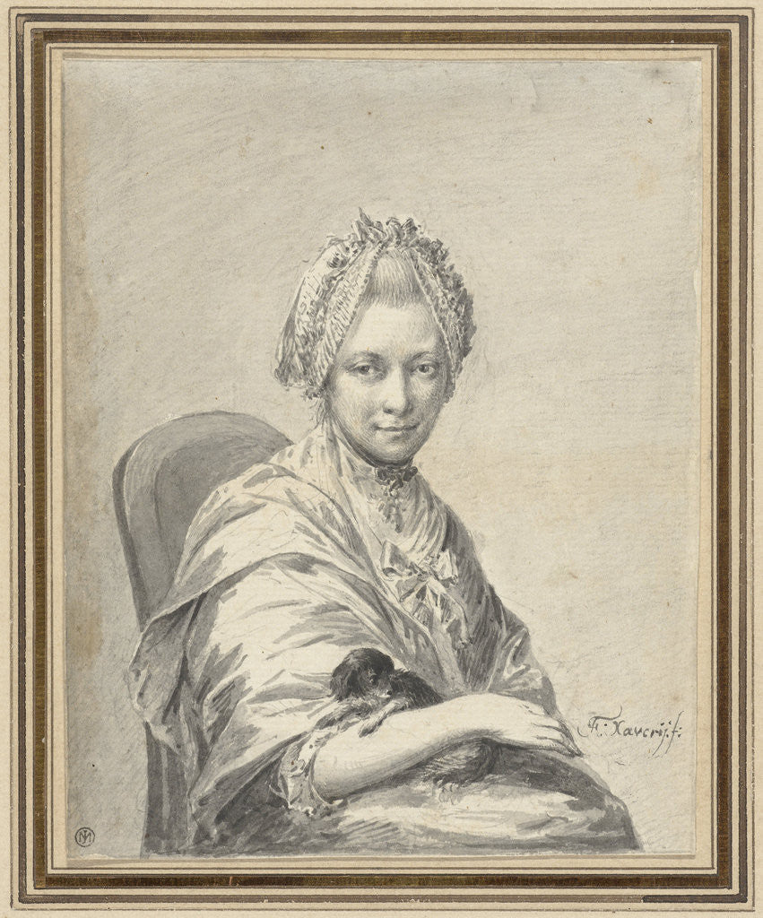 Detail of Portrait of a Young Woman with a dog by Franciscus Xaverius Xavery