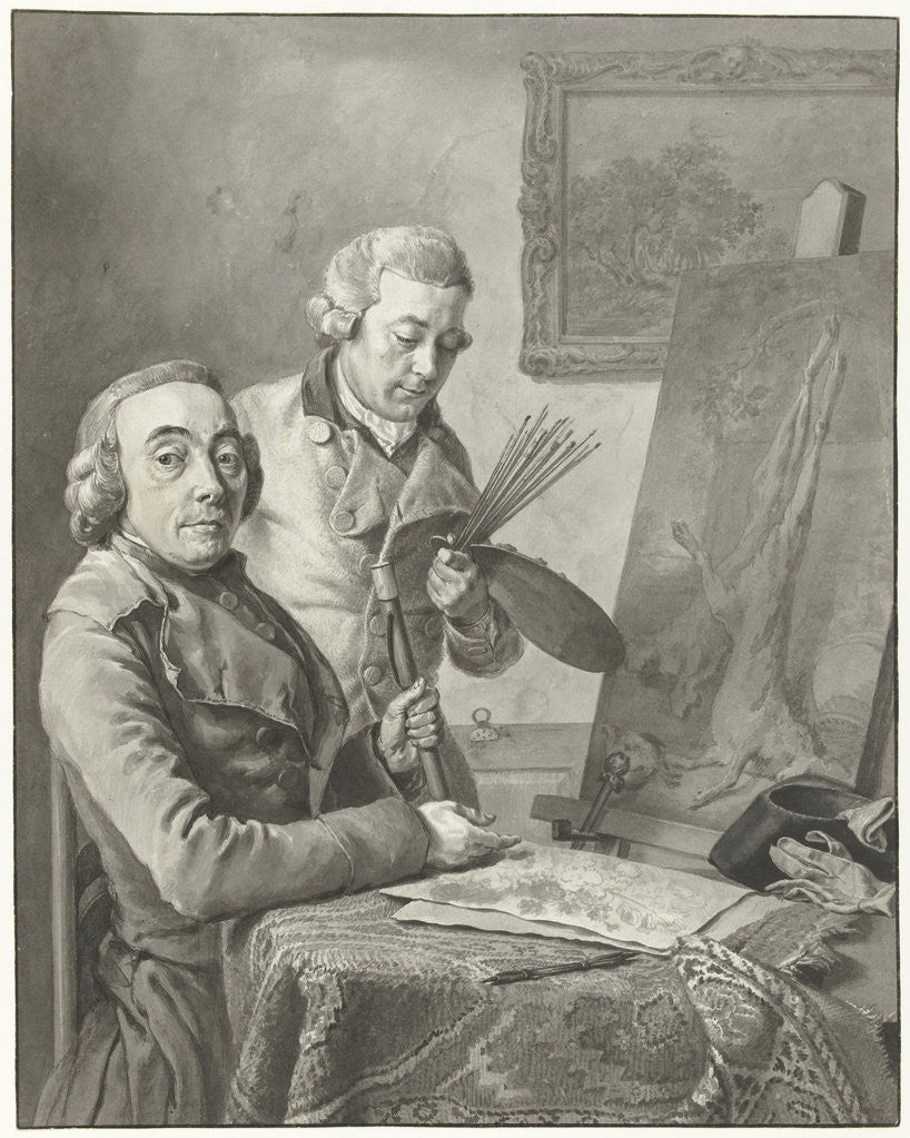 Detail of Portrait of Jacob de Vos I and the painter Wybrand Hendricks by Wybrand Hendriks
