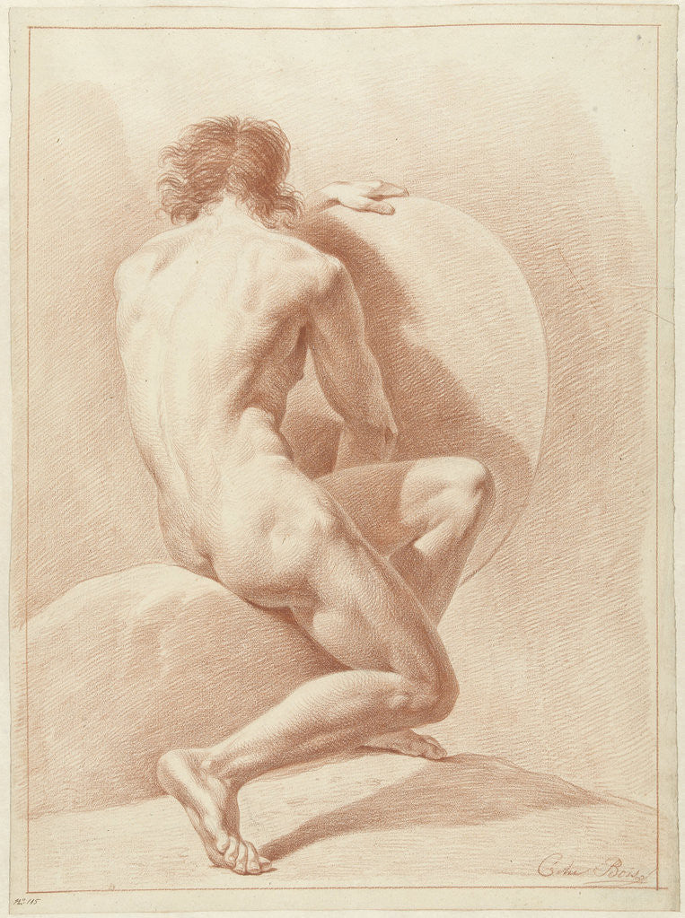 Detail of Seated male nude by Chrétien Dubois