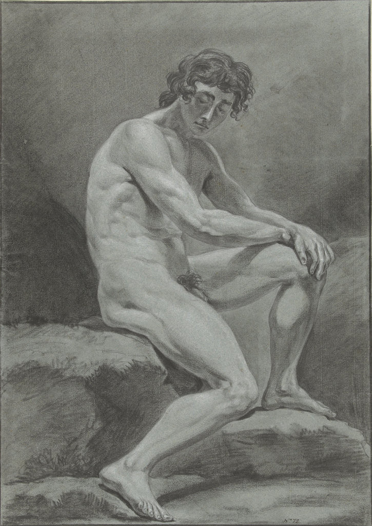 Detail of Seated male nude by Hendrik Lageman