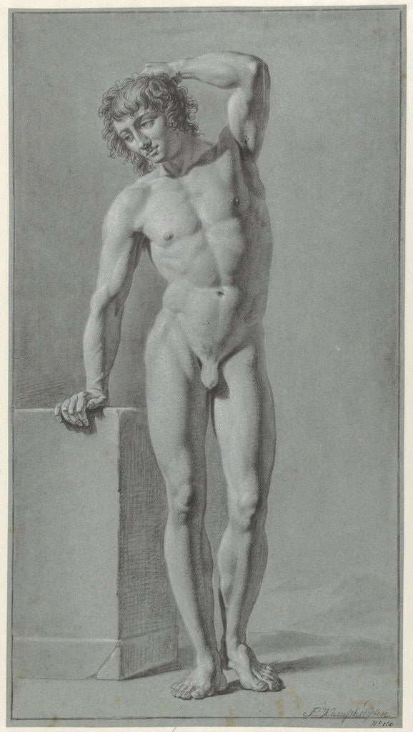 Detail of Standing male nude by Jan Kamphuysen