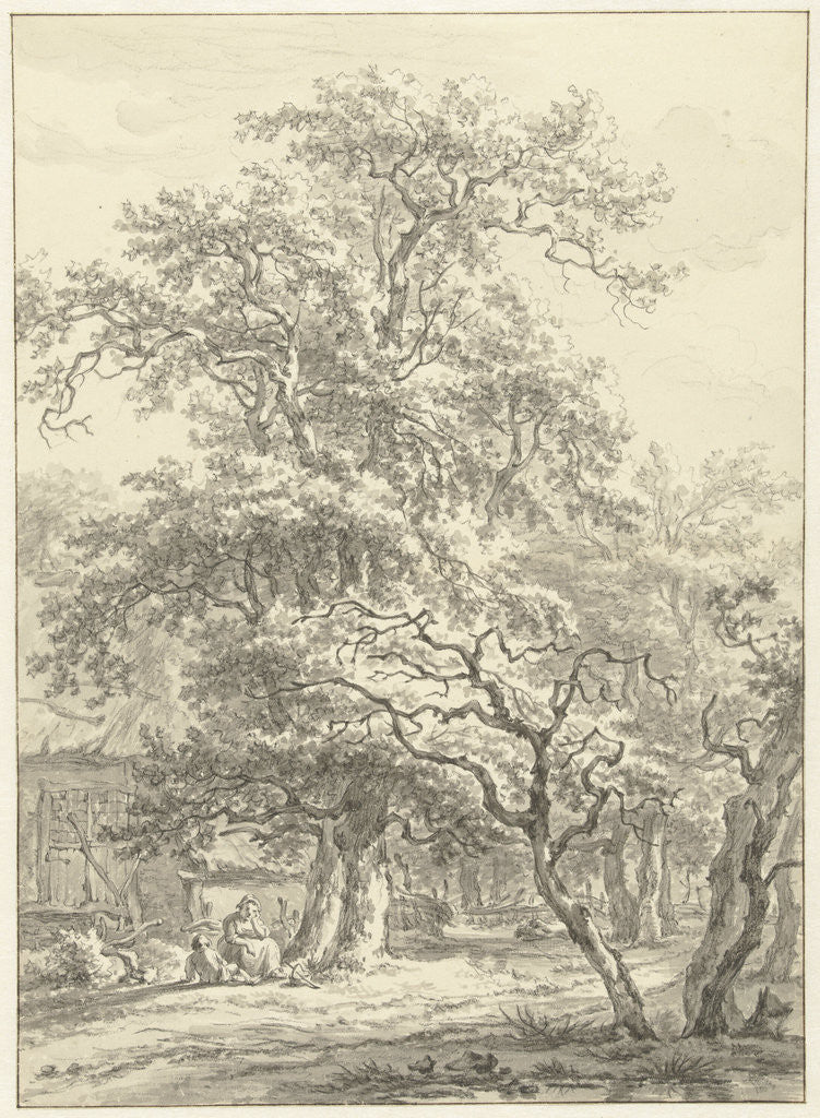 Detail of Mother and child sitting under trees by Egbert van Drielst