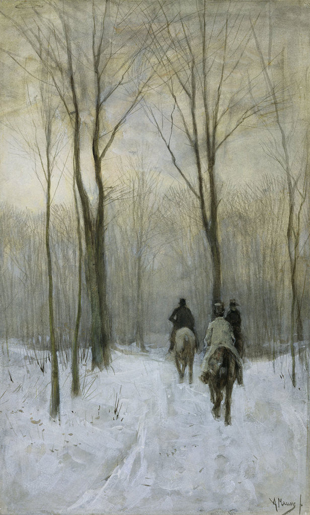 Detail of Riders in the Snow in the Haagse Bos by Anton Mauve
