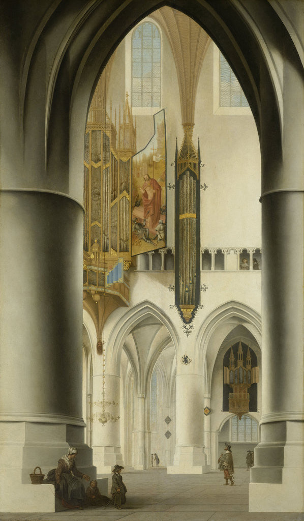 Detail of Interior of the Church of St Bavo in Haarlem The Netherlands by Pieter Jansz. Saenredam