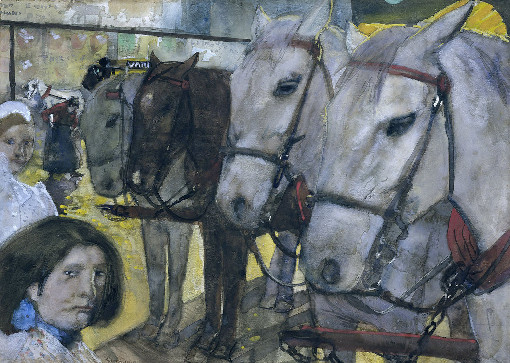 Detail of Tram Horses on Dam Square in Amsterdam by George Hendrik Breitner
