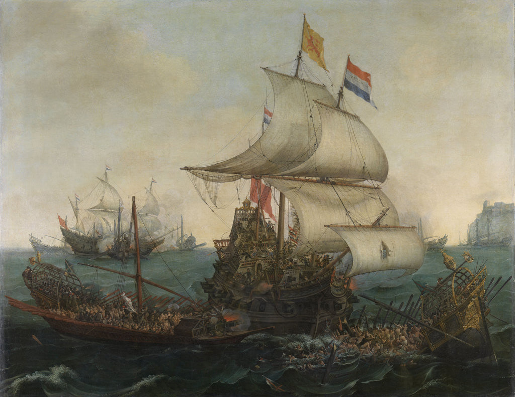 Detail of Dutch Ships Running Down Spanish Galleys off the English Coast by Cornelis Hendriksz. Vroom