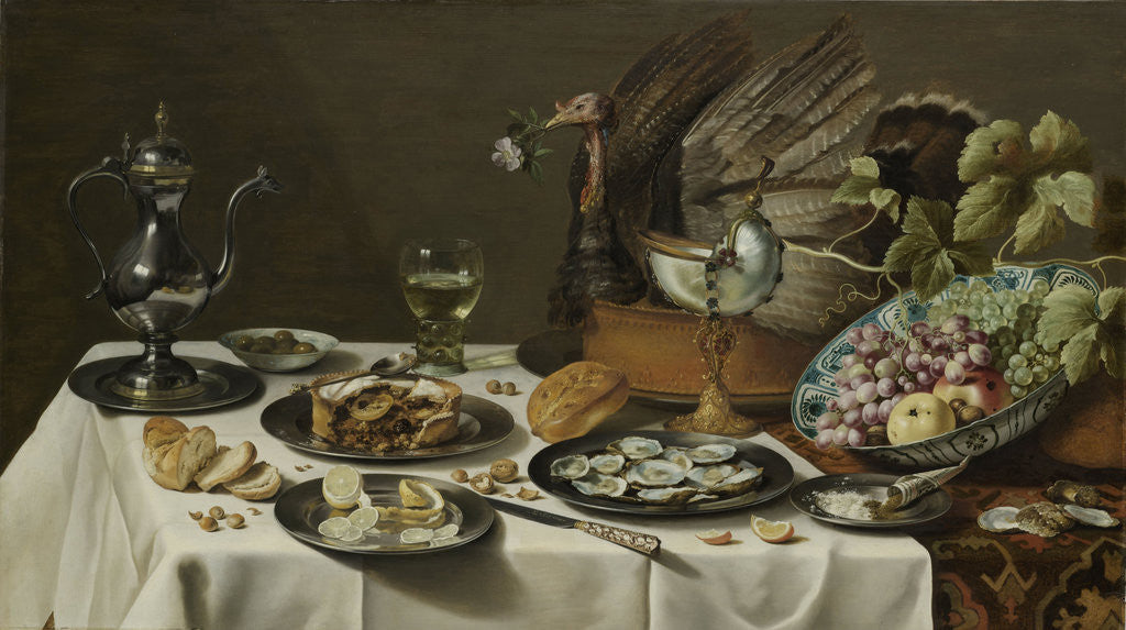 Detail of Still Life with a Turkey Pie by Pieter Claesz.