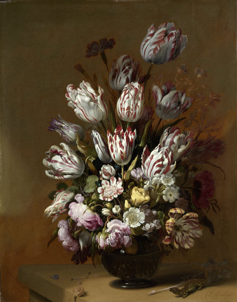 Detail of Floral Still Life by Hans Bollongier
