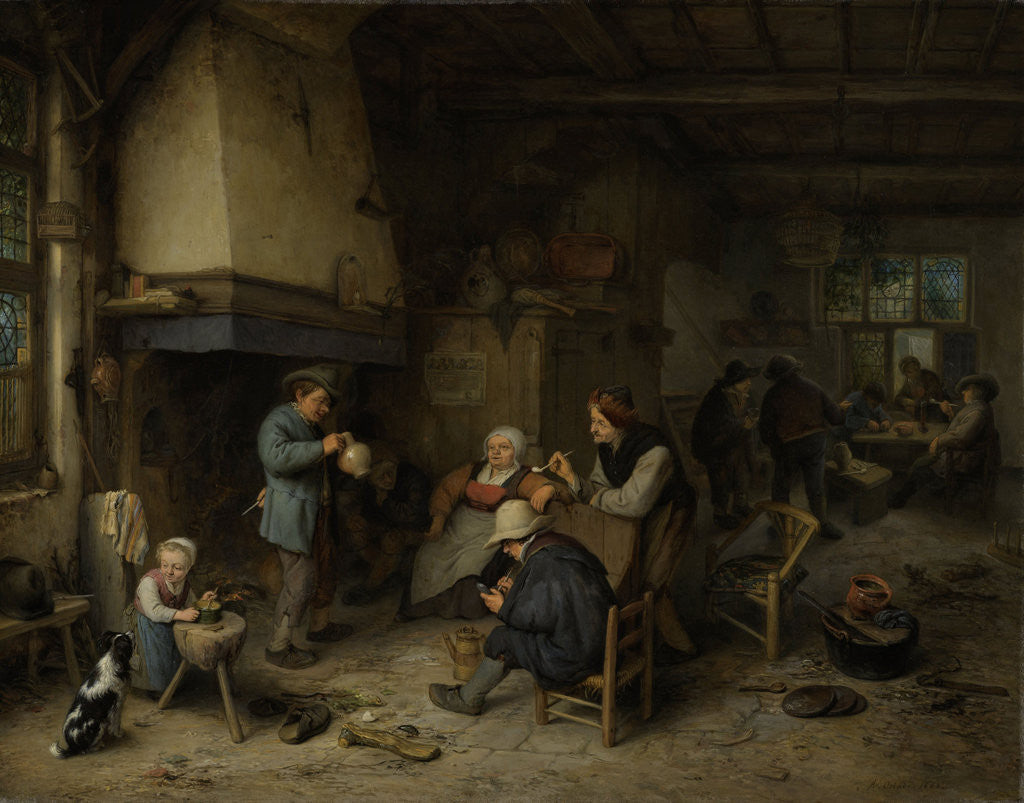 Detail of Peasants in an Interior by Adriaen van Ostade