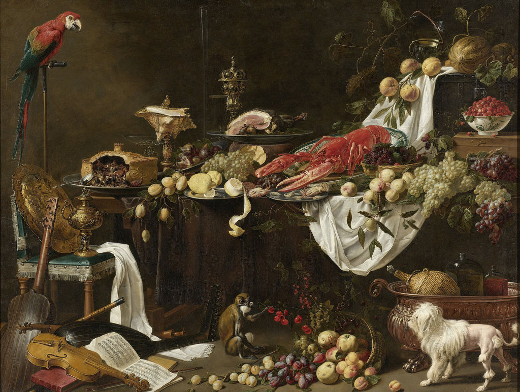 Detail of Banquet Still Life by Adriaen van Utrecht