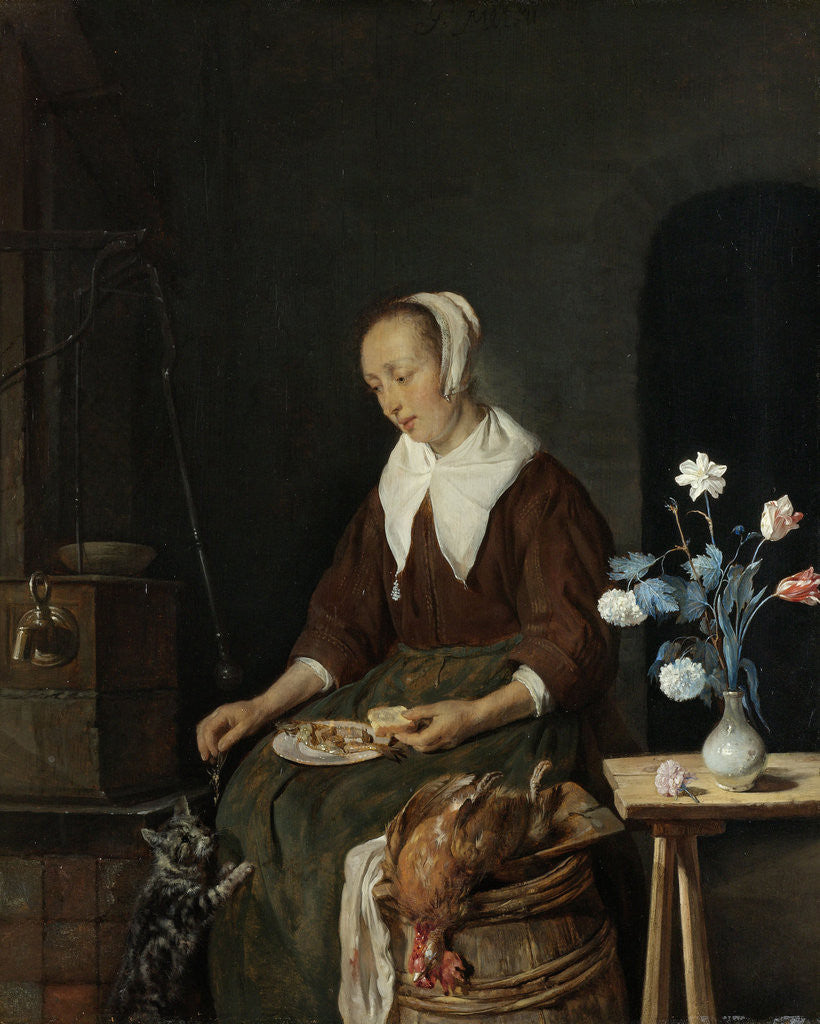 Detail of Woman Eating by Gabriël Metsu