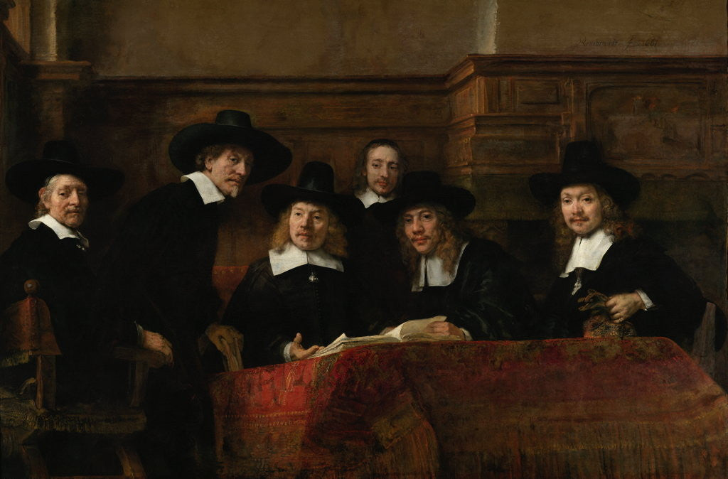 Detail of The Wardens of the Amsterdam Drapers' Guild by Rembrandt Harmensz. van Rijn