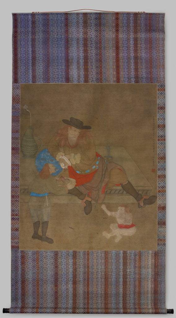 Detail of Painting of three Westerners by Zhang Rulin