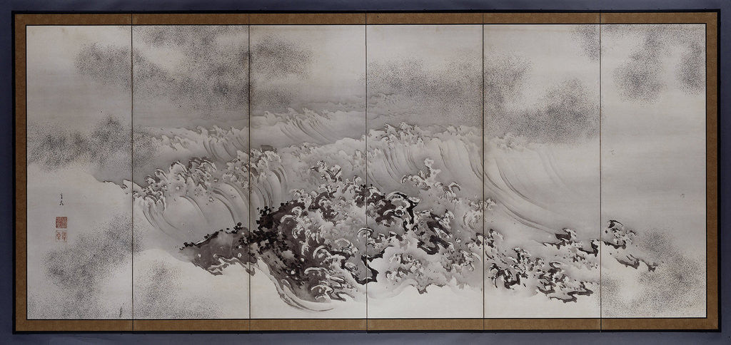 Detail of On the coast, the surf, Kishi ryo by Ganryo