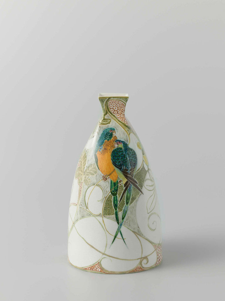 Detail of Vase decorated with flowers and parrots by Roelof Sterken