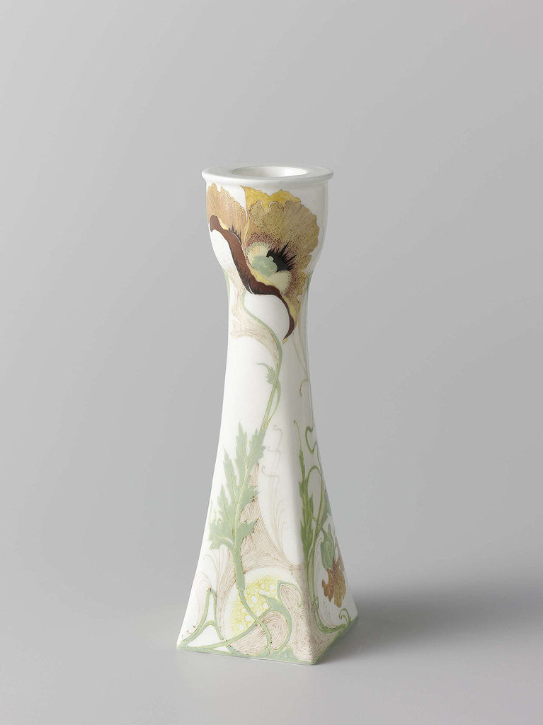 Detail of Porcelain candlestick painted with flowers by Sam Schellink