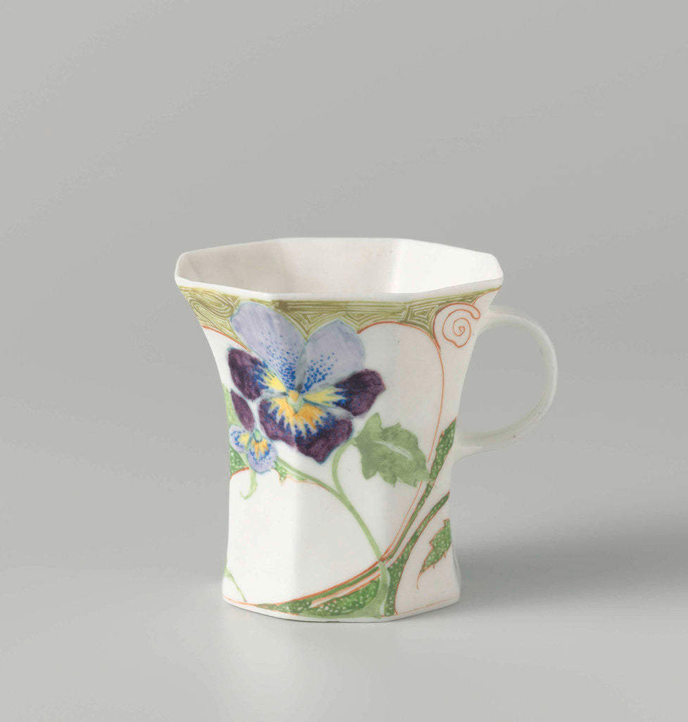 Detail of Cup, part of a set, painted with violins by C.W.J. 't Hart