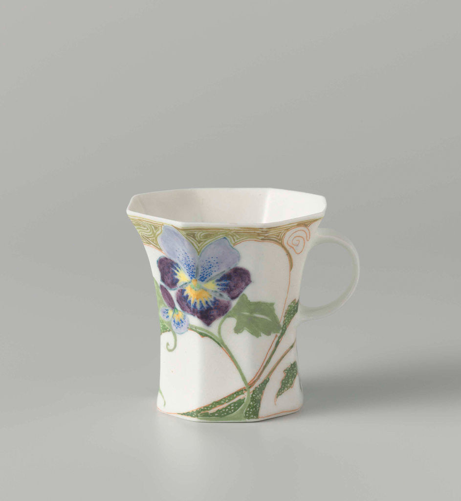 Detail of Cup, part of a set, painted with violins by C.W.J. 't Hart