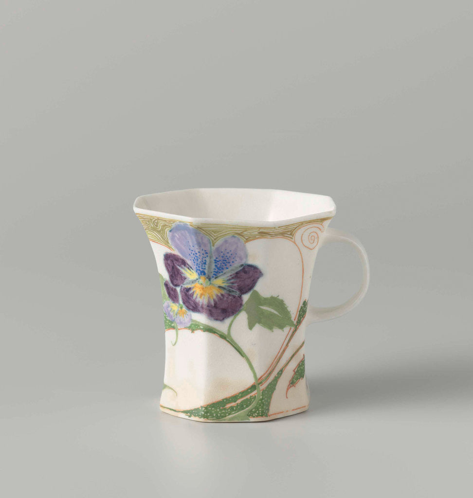 Detail of Cup, part of a set, painted with violins by C.W.J. 't Hart